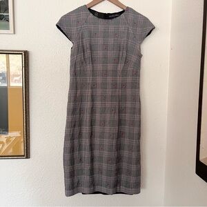 Brooks Brothers plaid floral jacquard sheath dress